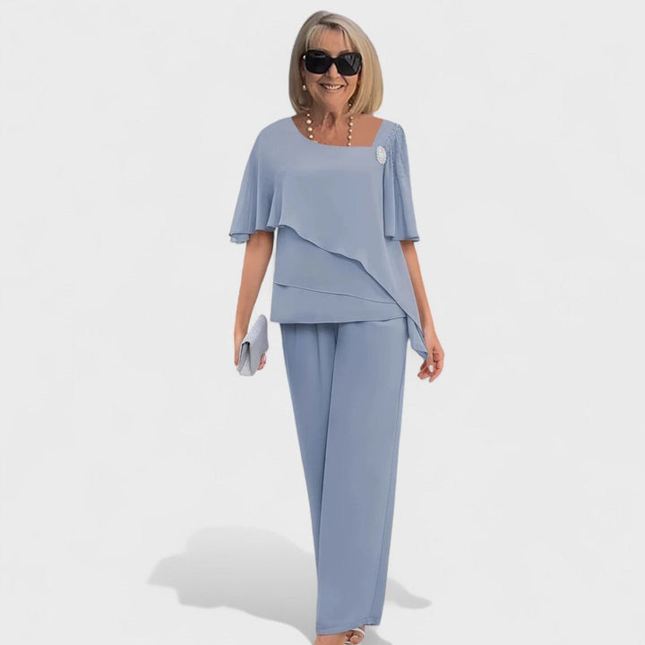 Wynonna | Conjunto Elegante de Dos Piezas – Top en Capas y Pantalones de Pierna Ancha