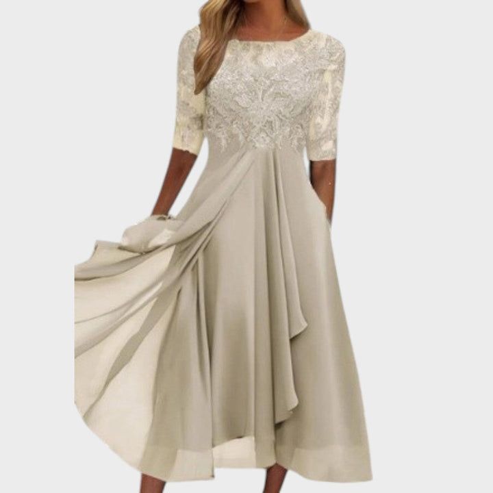 Berenice | Vestido Midi con Detalles de Encaje