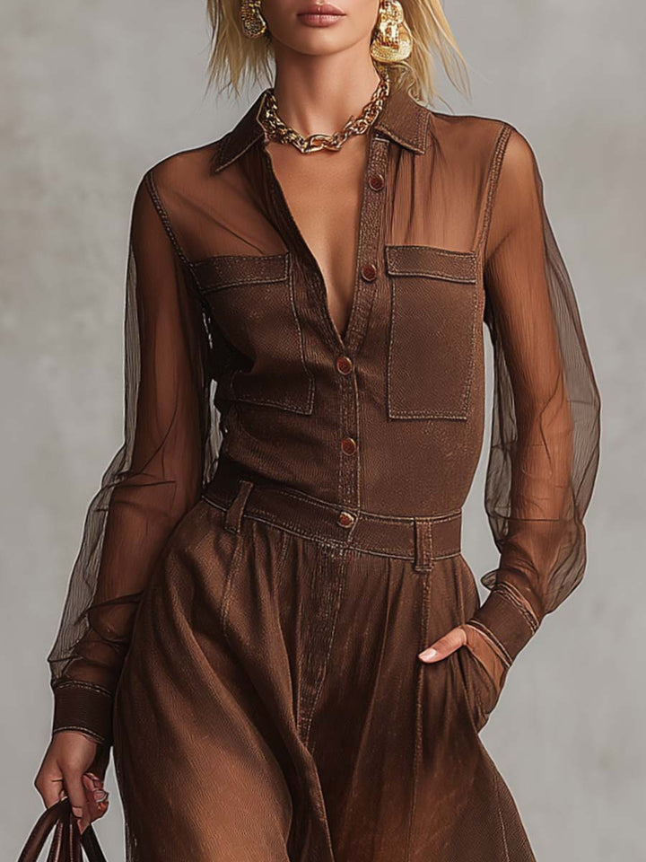 Nathalia | Vestido Maxi Western Marrón Clásico