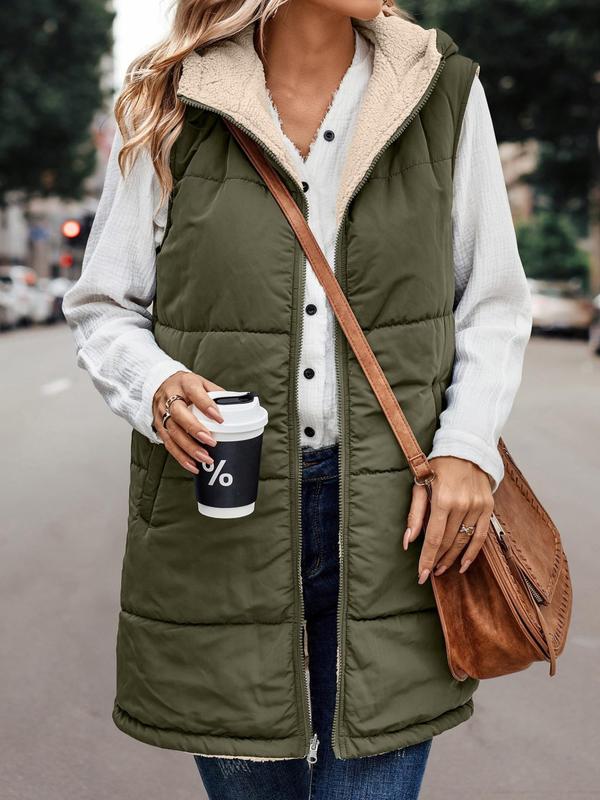 Lucy | Chaqueta Woven Sin Mangas Acogedora con Capucha para el Invierno