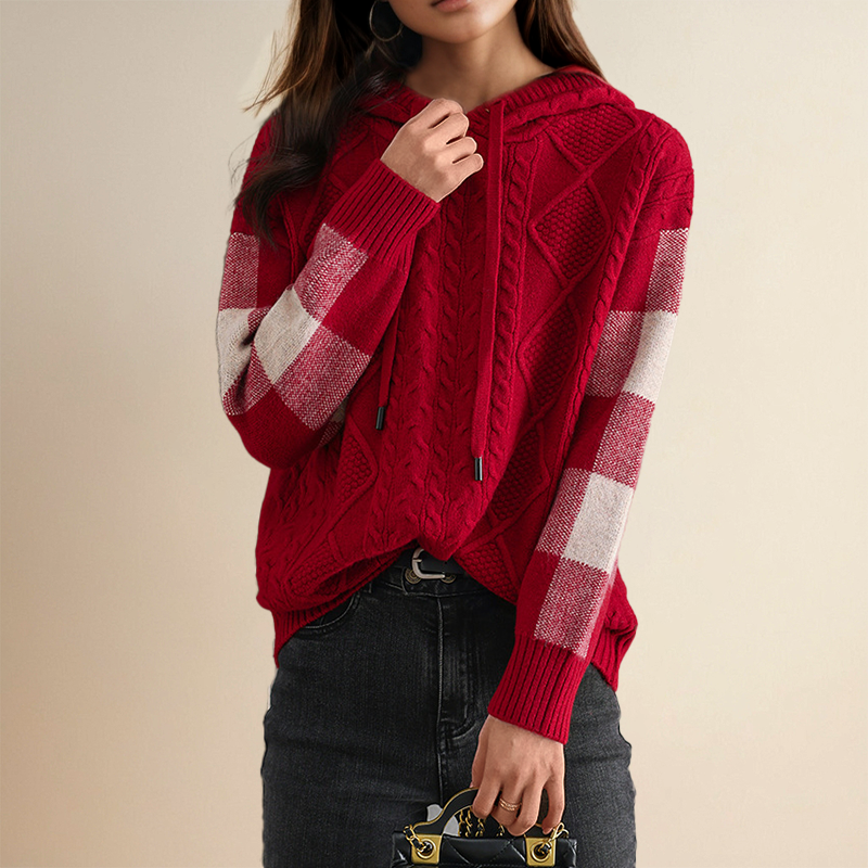 Emily | Sudadera con capucha de punto trenzado