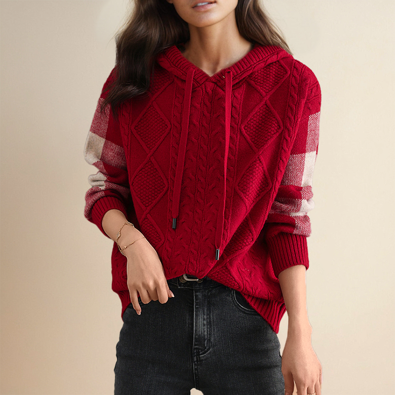 Emily | Sudadera con capucha de punto trenzado