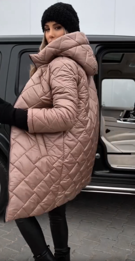 Bogna | Abrigo de invierno elegante acolchado con capucha
