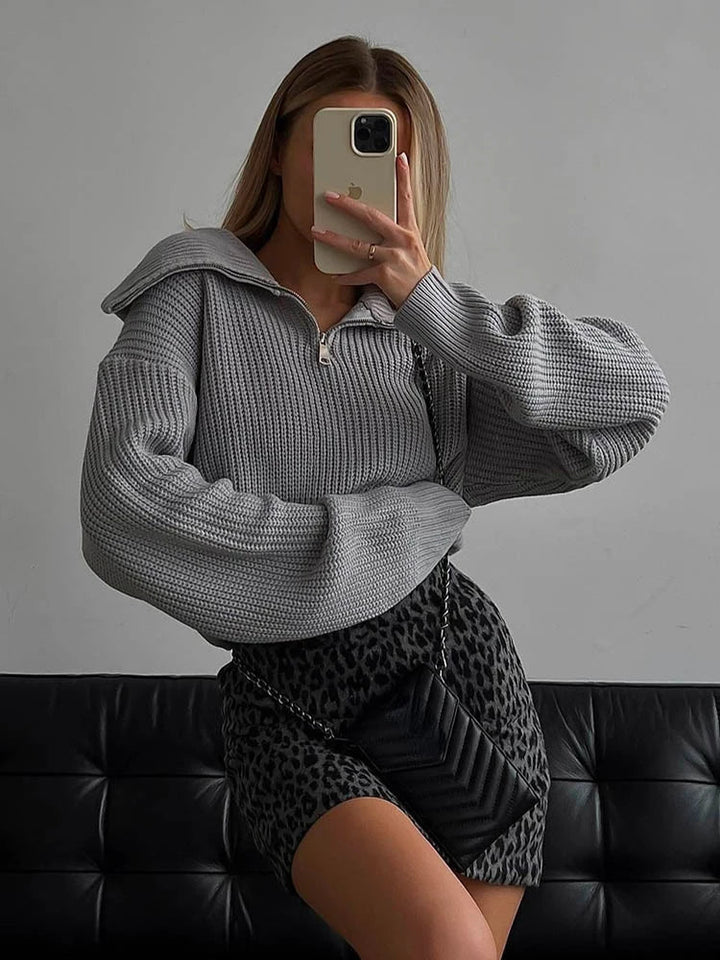 Elodie | Suéter Comfy de Media Cremallera