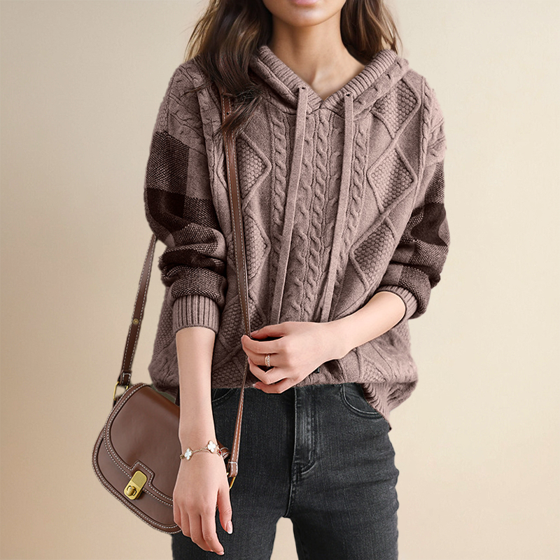 Emily | Sudadera con capucha de punto trenzado