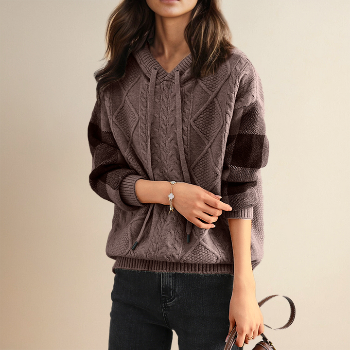Emily | Sudadera con capucha de punto trenzado