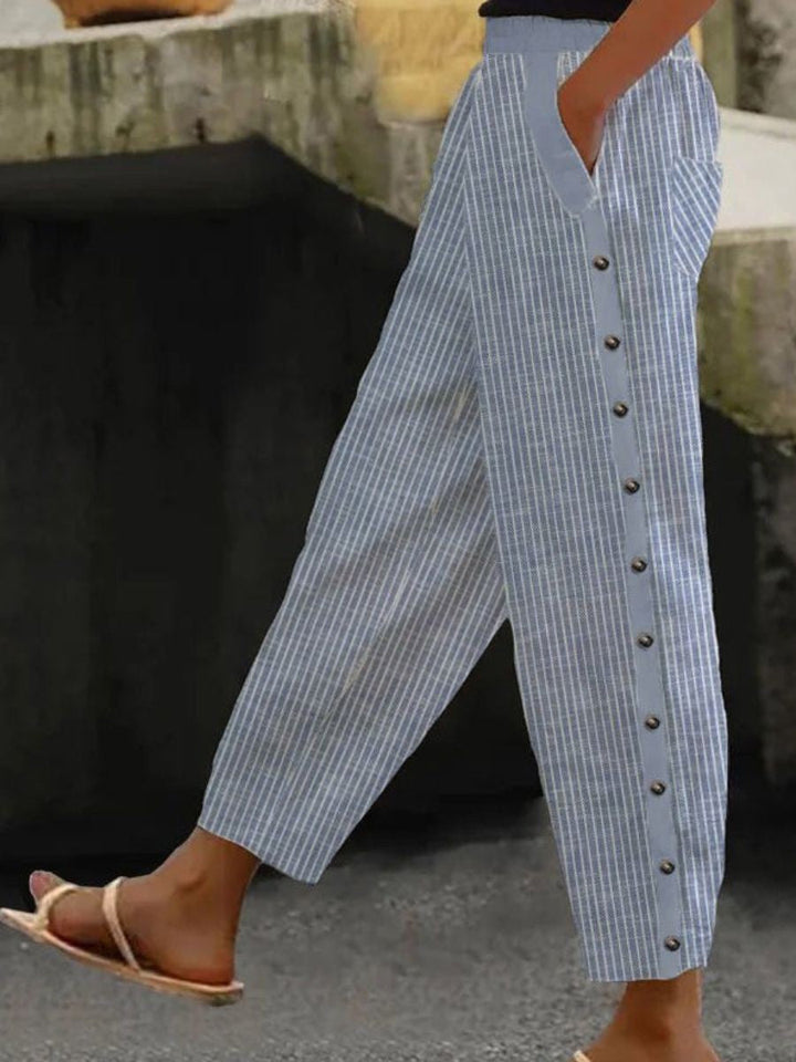 Linaya | Pantalones con Botones a Rayas