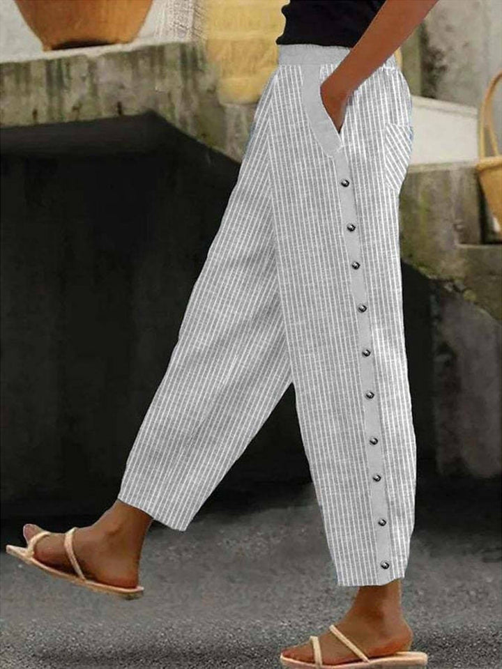Linaya | Pantalones con Botones a Rayas