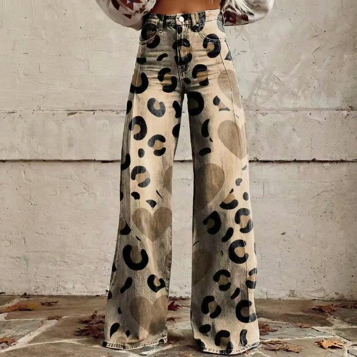 Lara | Pantalones con Estampado de Corazón Boho