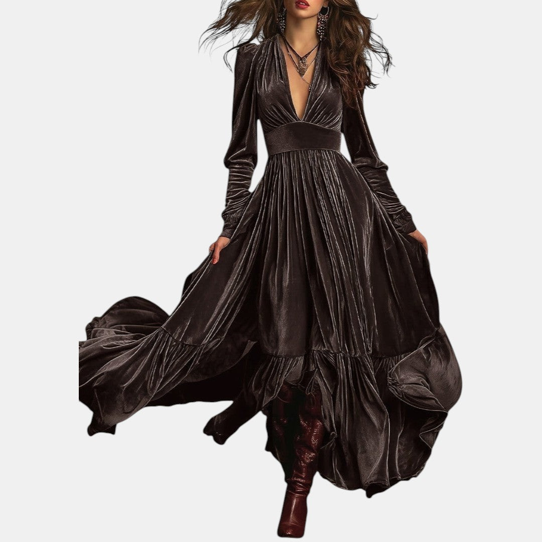Salomé | Vestido Maxi de Terciopelo Elegante