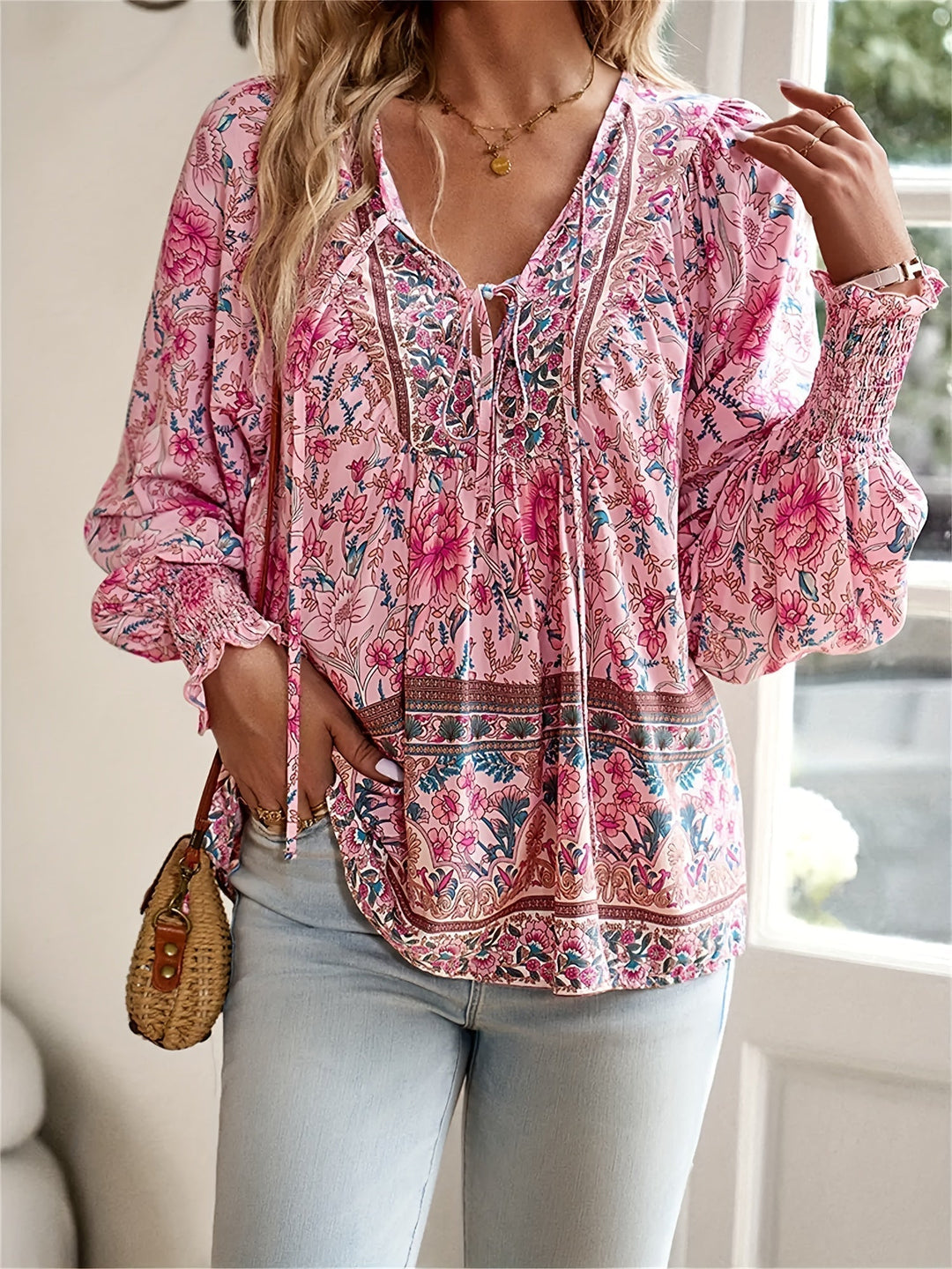 Jovie | Top Floral Campesino
