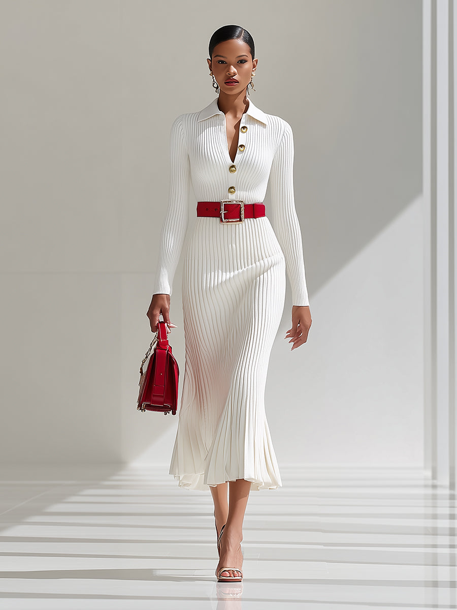 Rosalba | Vestido Maxi de Lana Blanca Elegante