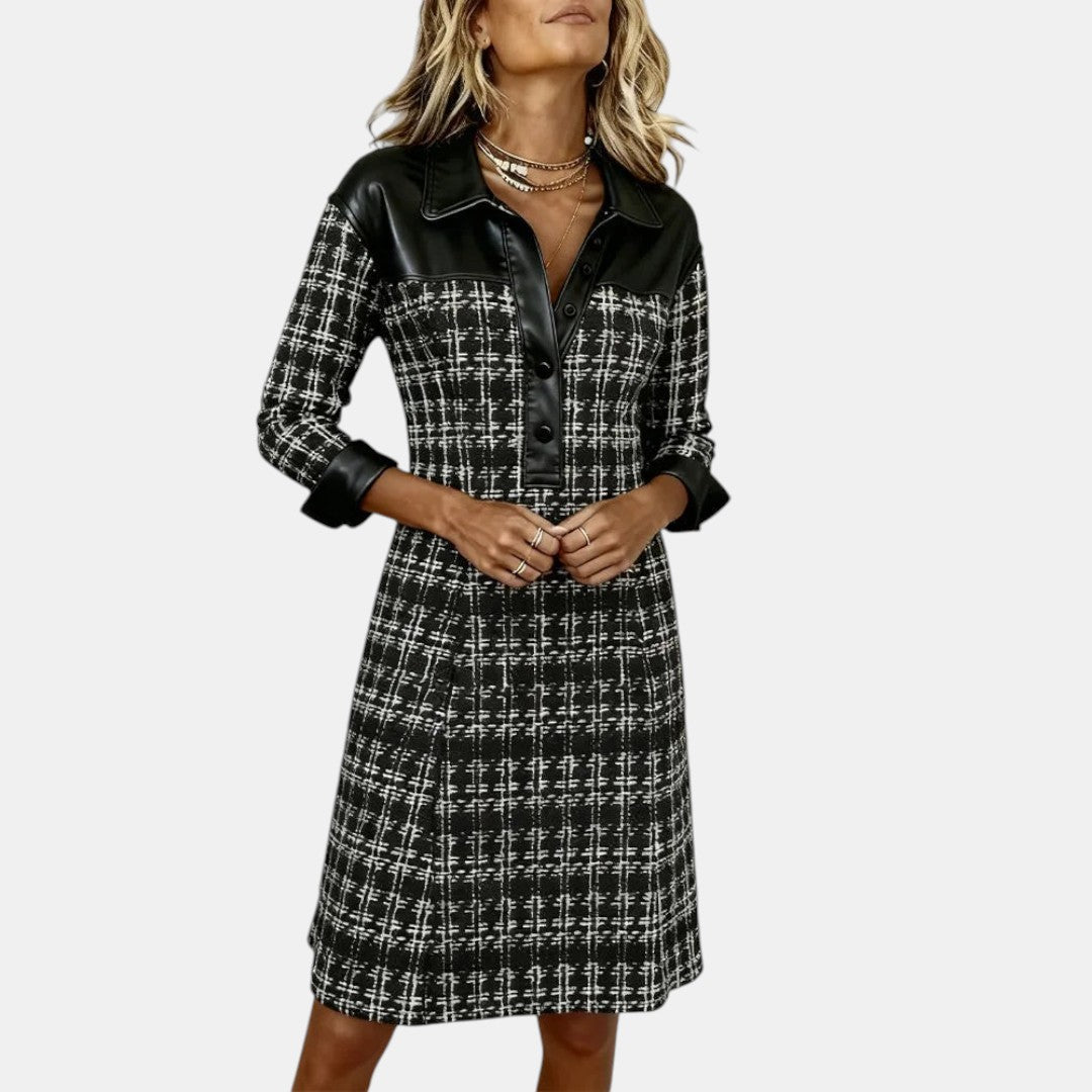 Fiora | Vestido Midi A-Line Pata de Gallo