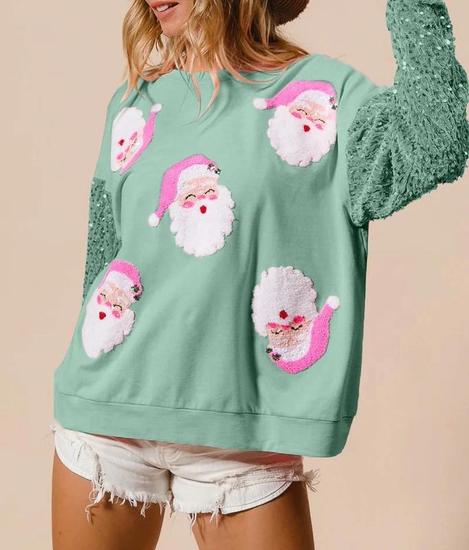 Brianna | Suéter de Pullover de Manga Larga Brillante para Navidad