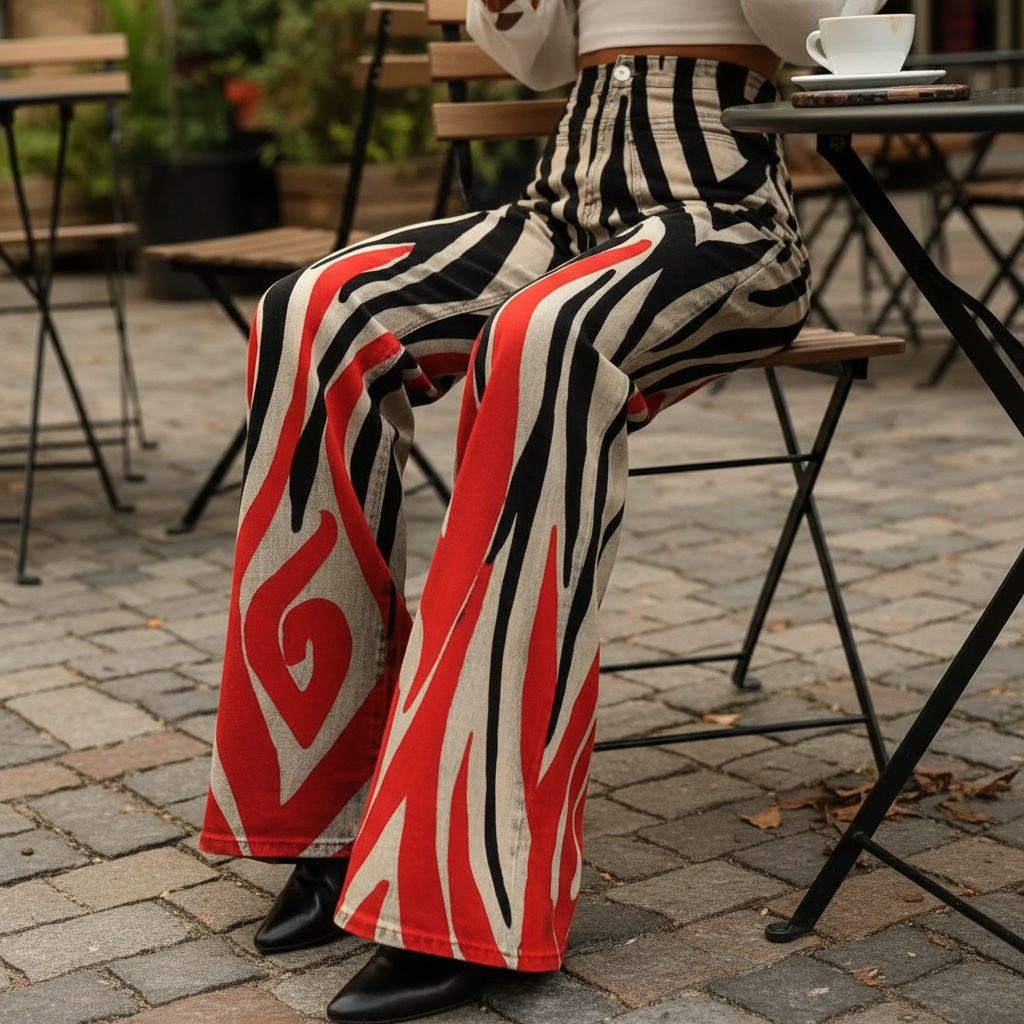 Fabiana | Pantalones de Cintura Alta con Patrón Boho