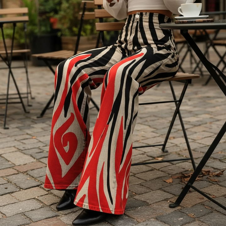 Fabiana | Pantalones de Cintura Alta con Patrón Boho