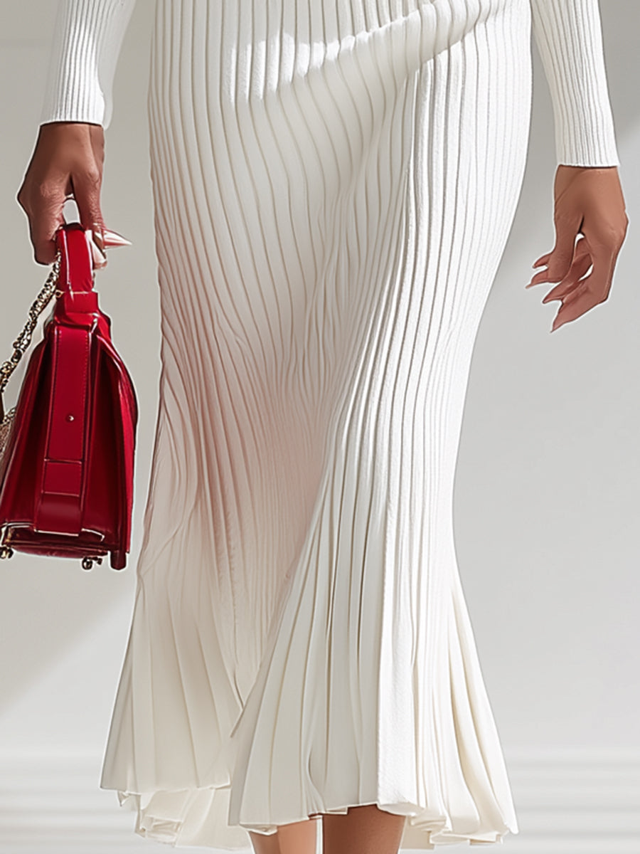 Rosalba | Vestido Maxi de Lana Blanca Elegante