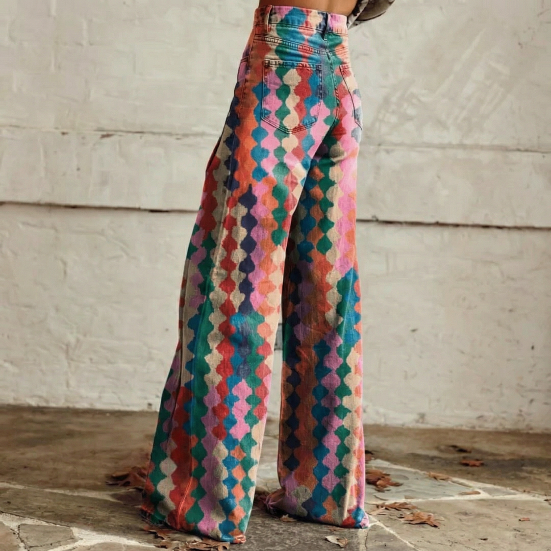 Livia | Pantalones de Patrón Colorido Boho