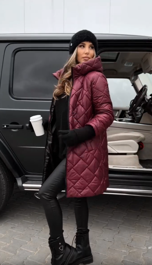 Bogna | Abrigo de invierno elegante acolchado con capucha