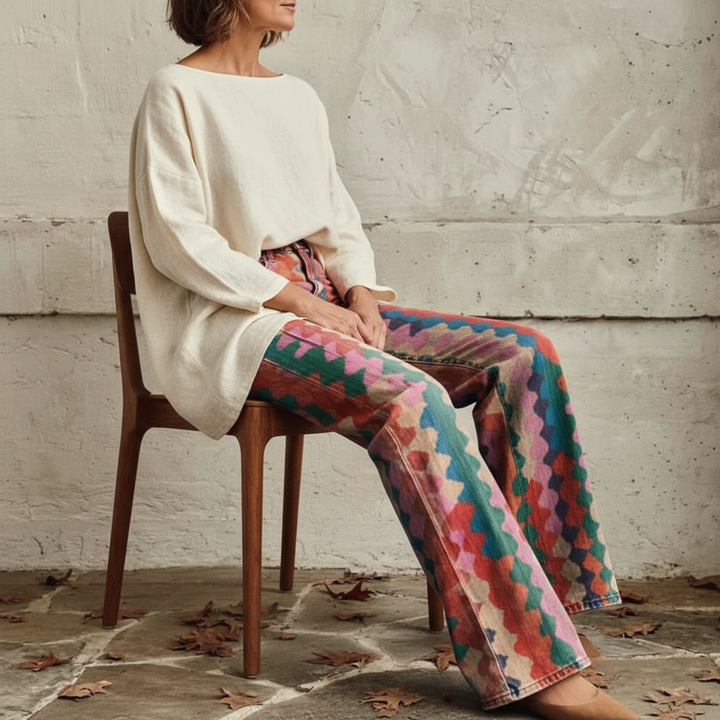 Livia | Pantalones de Patrón Colorido Boho