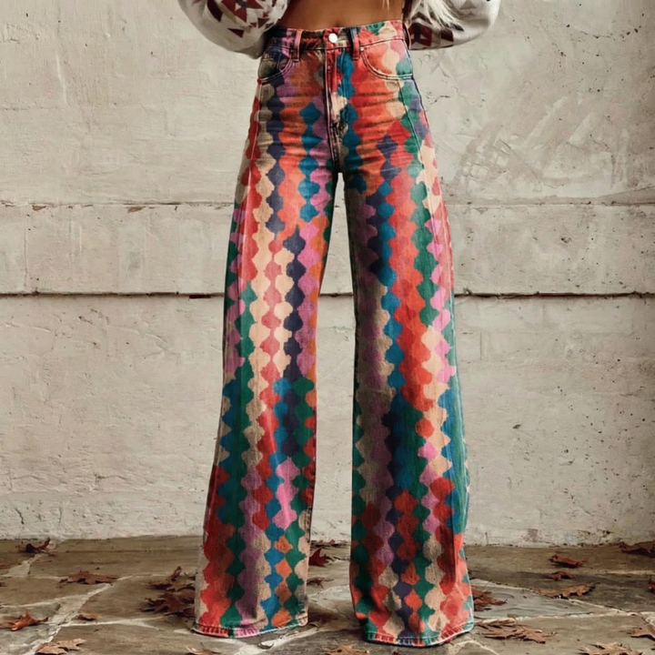 Livia | Pantalones de Patrón Colorido Boho