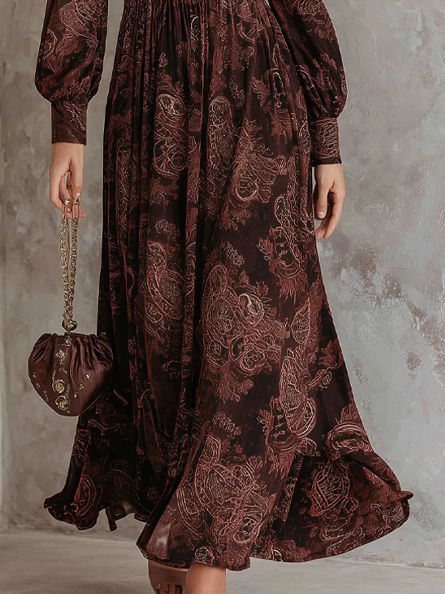 Genoveva | Vestido Maxi con Estampado Cachemir