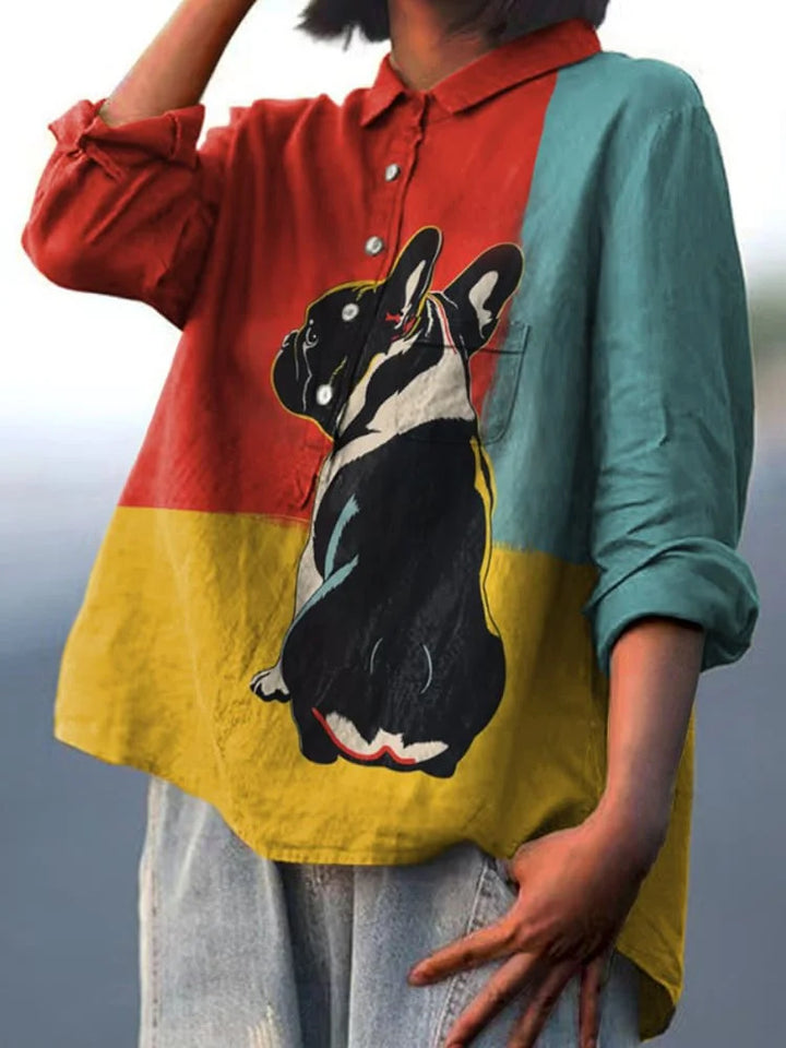 Camiseta de Arte de Perro Mila – Camiseta de Manga Larga Juguetona