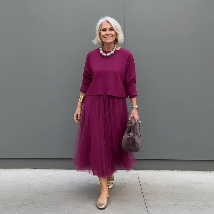 Emmie | Conjunto Elegante de Dos Piezas – Conjunto de Vestido de Punto en Capas Sin Esfuerzo