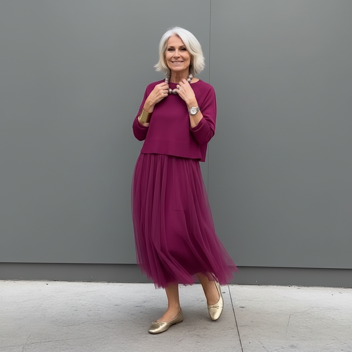 Emmie | Conjunto Elegante de Dos Piezas – Conjunto de Vestido de Punto en Capas Sin Esfuerzo