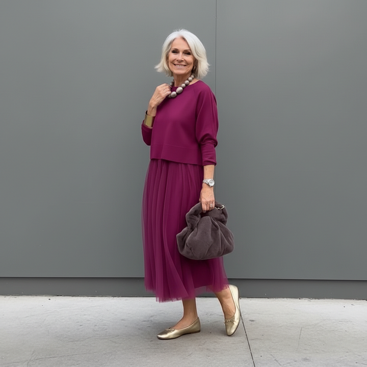 Emmie | Conjunto Elegante de Dos Piezas – Conjunto de Vestido de Punto en Capas Sin Esfuerzo