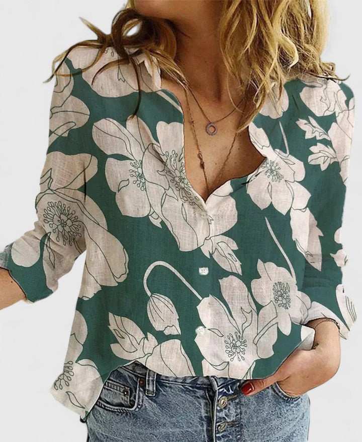 Perla | Blusa de Lino con Cuello Solapa