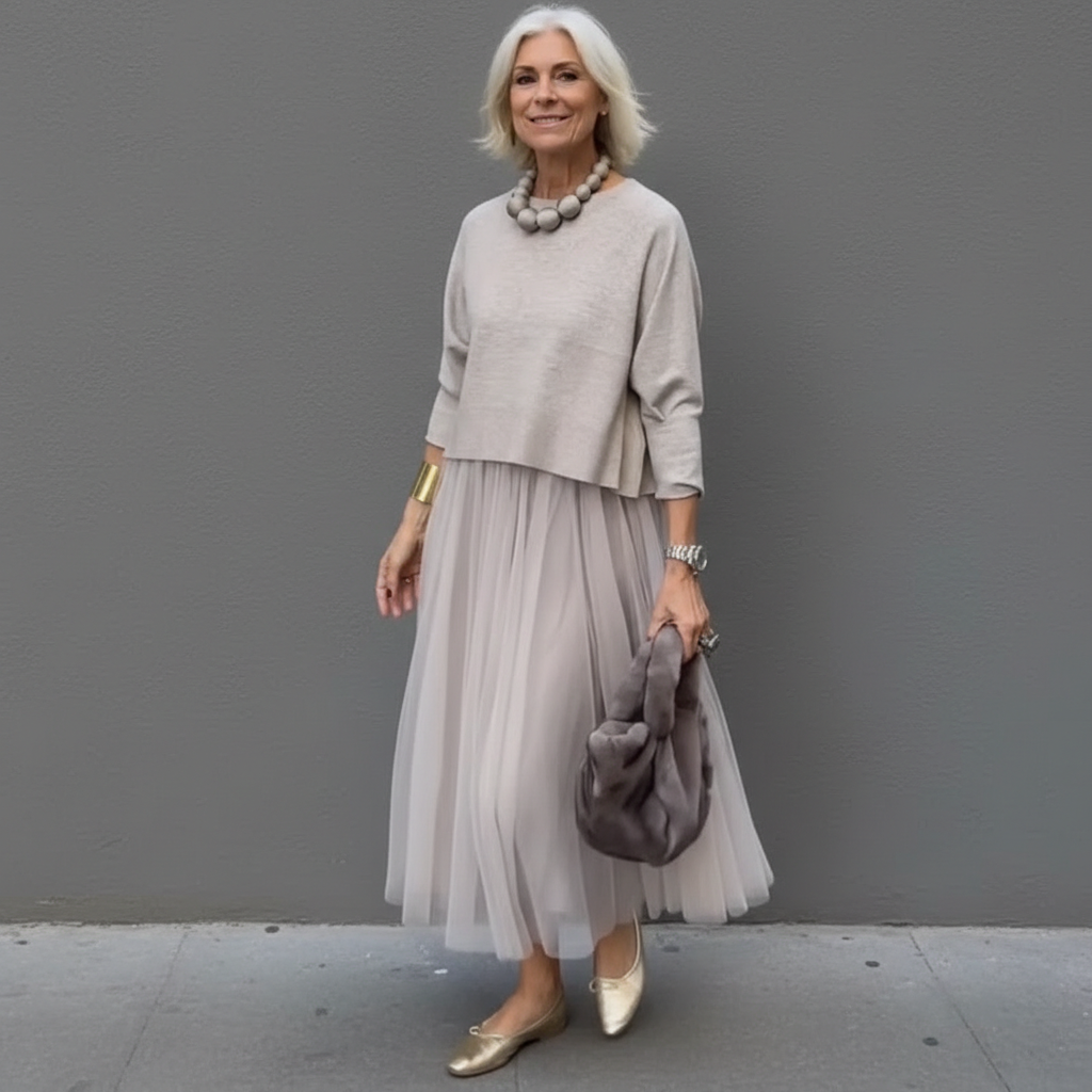 Emmie | Conjunto Elegante de Dos Piezas – Conjunto de Vestido de Punto en Capas Sin Esfuerzo