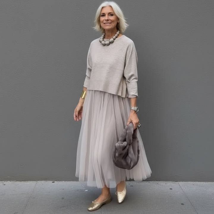 Emmie | Conjunto Elegante de Dos Piezas – Conjunto de Vestido de Punto en Capas Sin Esfuerzo