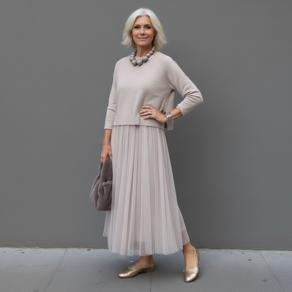 Emmie | Conjunto Elegante de Dos Piezas – Conjunto de Vestido de Punto en Capas Sin Esfuerzo
