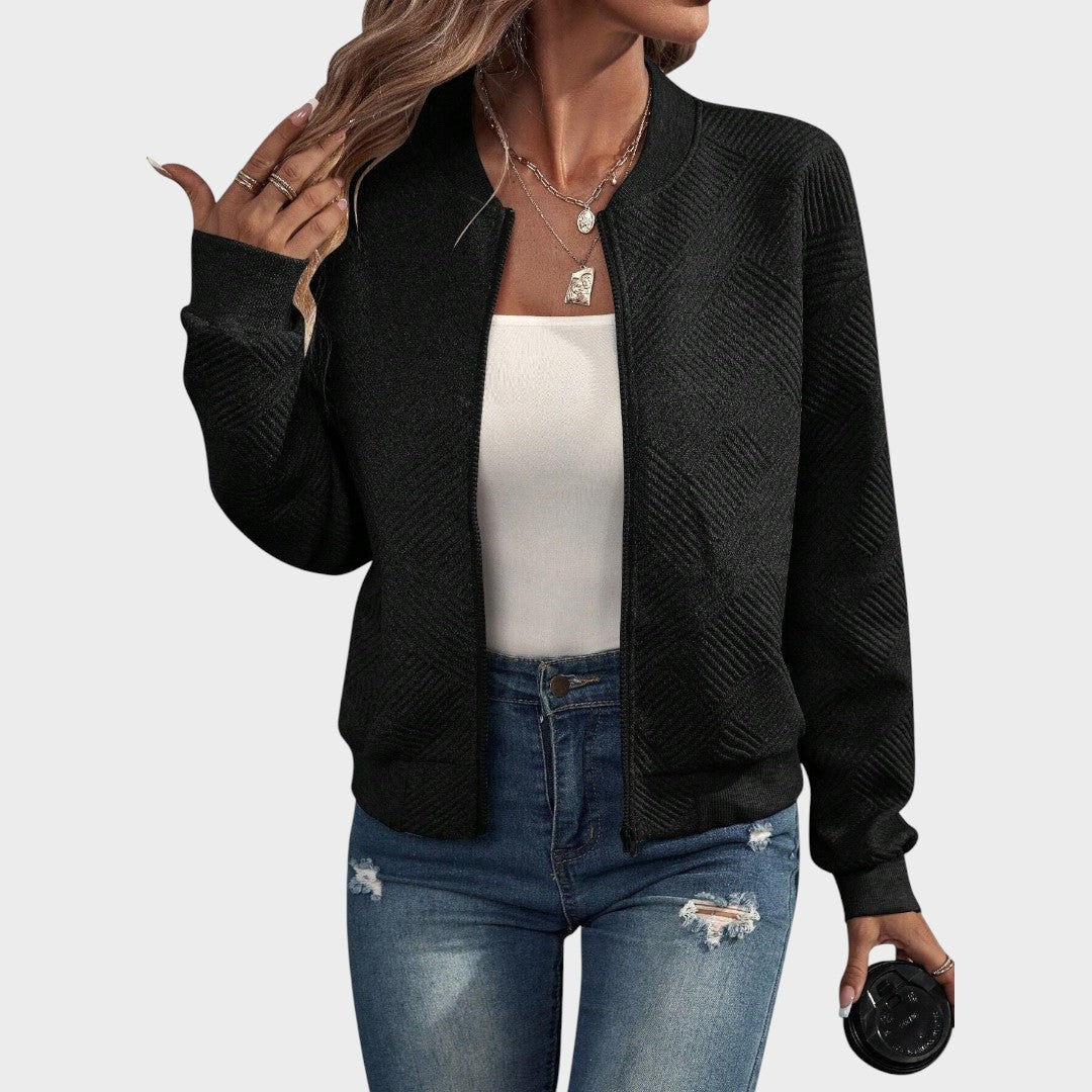 Estela | Campera Bomber con Cierre y Patrón Geométrico