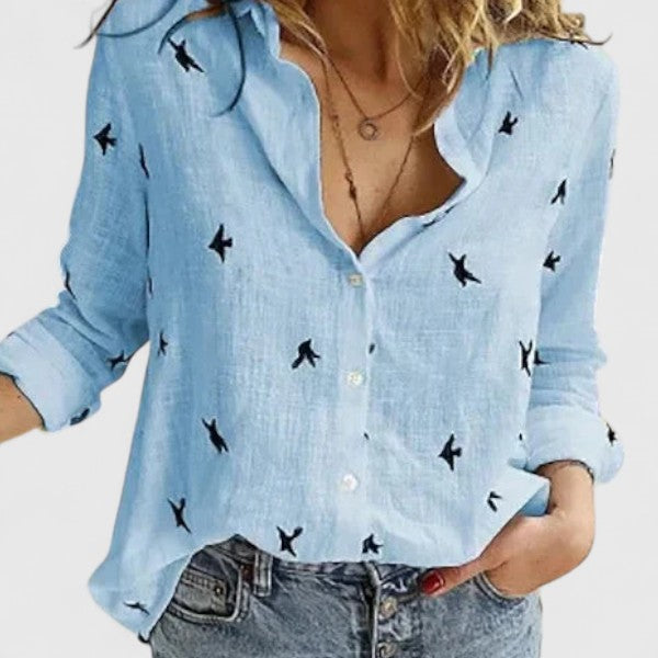 Perla | Blusa de Lino con Cuello Solapa