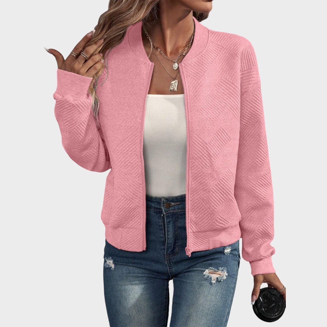 Estela | Campera Bomber con Cierre y Patrón Geométrico