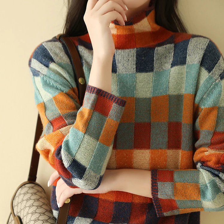 Mia | Suéter de Cuadros de Inspiración Retro