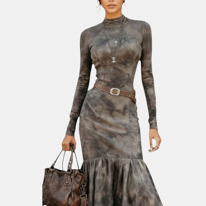 Marisela | Vestido Midi Vintage con Falda Acampanada