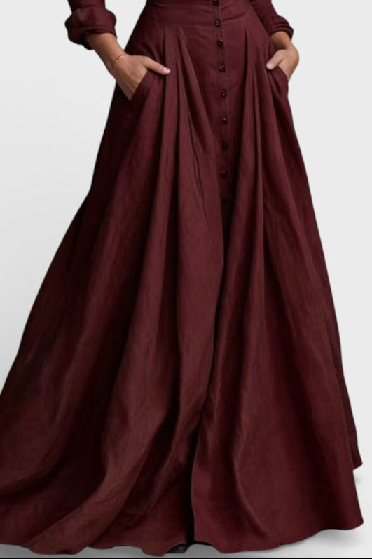 Rosario | Vestido Largo Abotonado con Cintura Definida