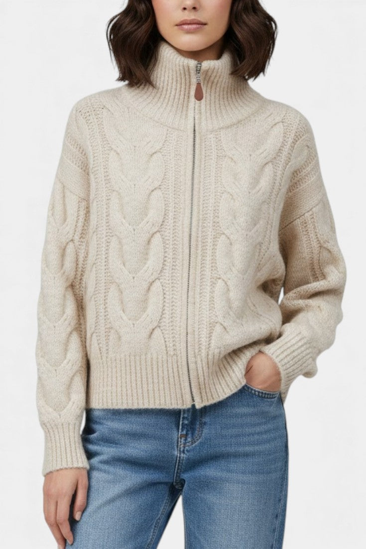 Silveria | Cárdigan con Cremallera y Cuello Alto