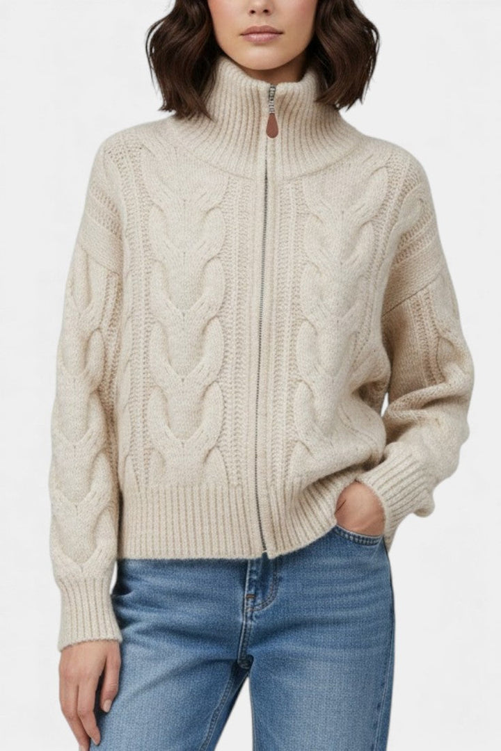 Silveria | Cárdigan con Cremallera y Cuello Alto