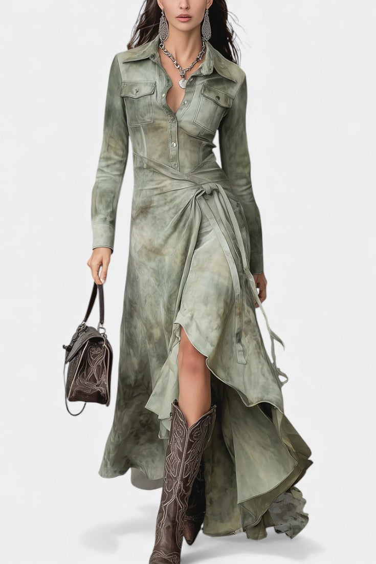 Rafaela | Vestido Maxi Slim Tie-Dye de Ante