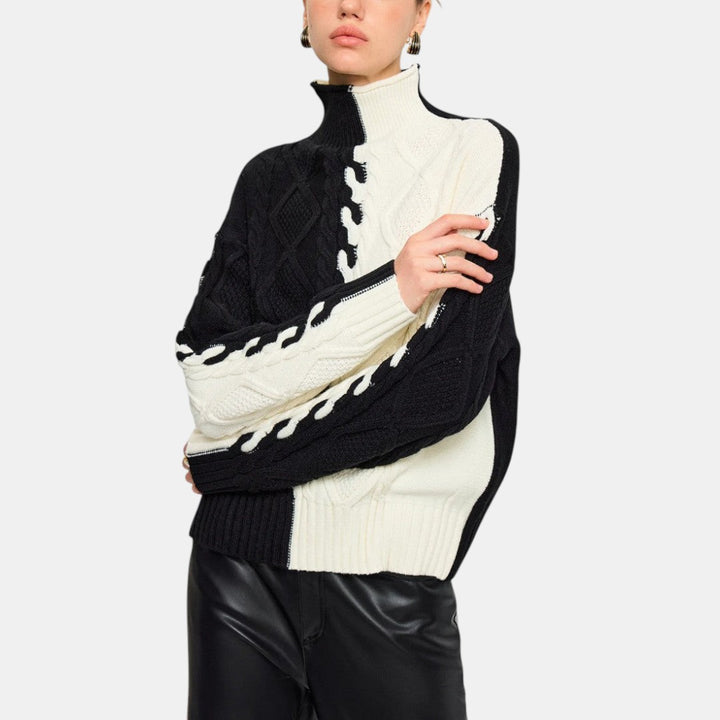 Elvia | Suéter Colorblock de Cuello Alto