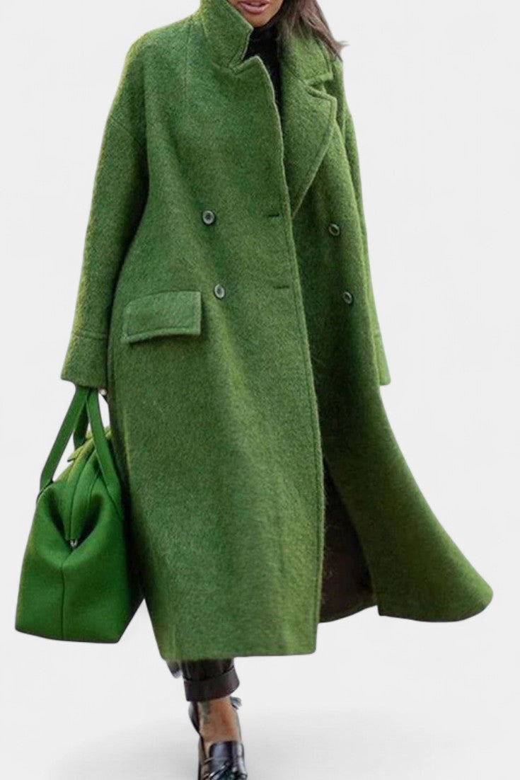 Remedios | Abrigo Largo Oversize de Doble Botonadura con Cuello