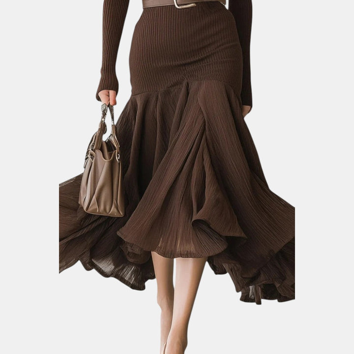 Brunilda | Vestido Midi de Manga Larga con Cuello Bordado