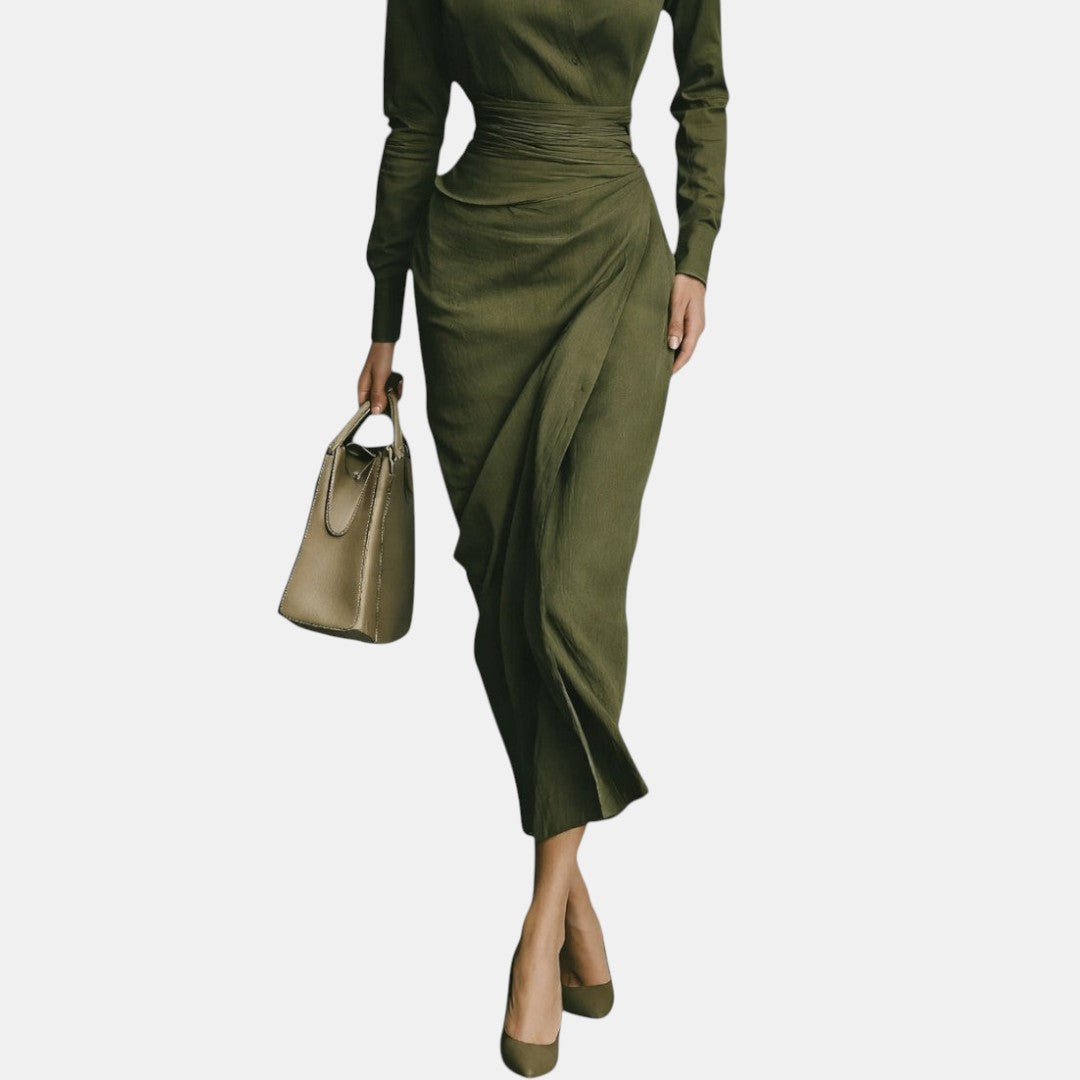 Zoraida | Vestido Largo Estructurado con Cuello Camisero