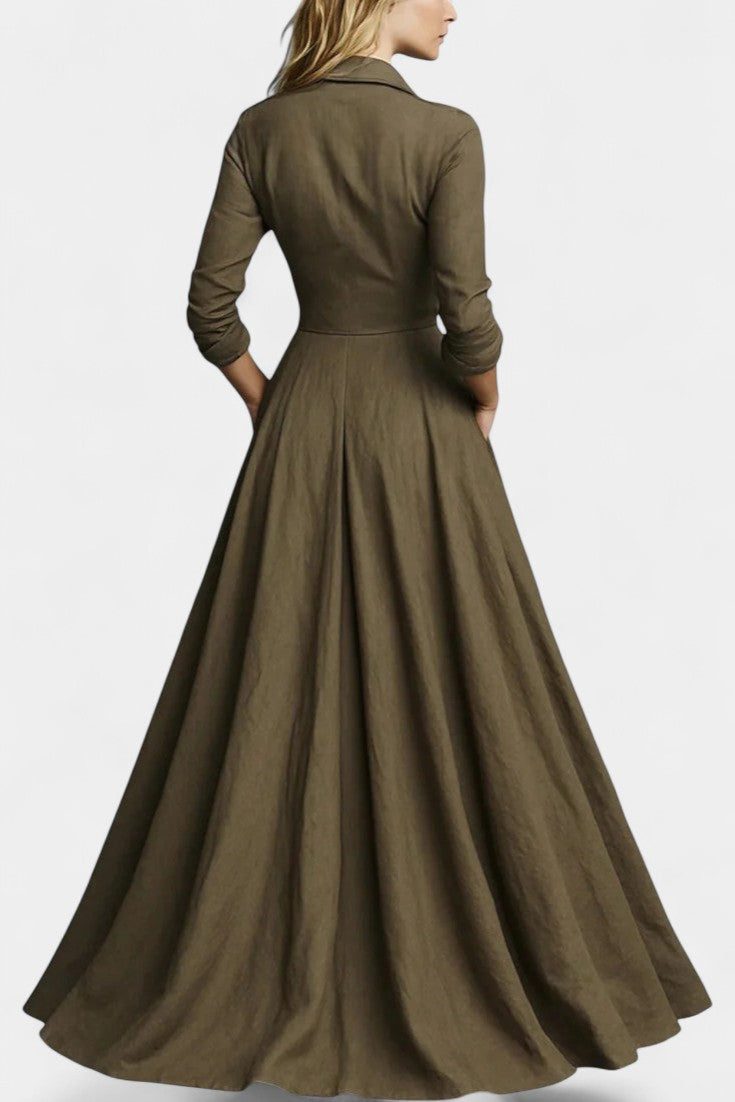 Rosario | Vestido Largo Abotonado con Cintura Definida