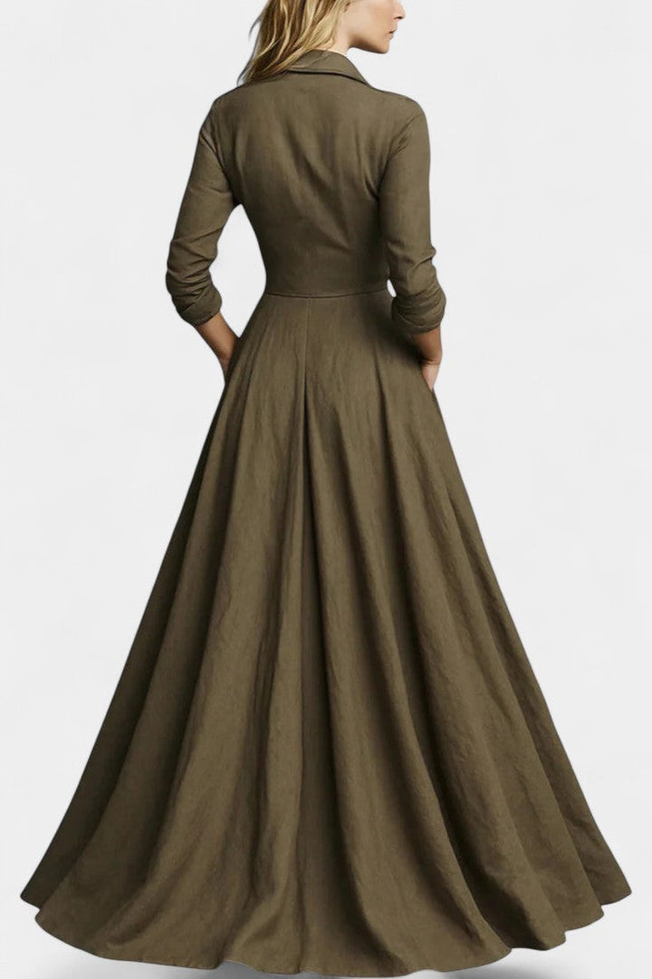 Rosario | Vestido Largo Abotonado con Cintura Definida