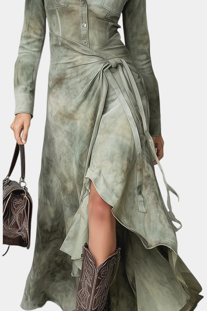 Rafaela | Vestido Maxi Slim Tie-Dye de Ante